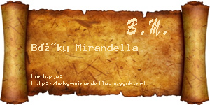 Béky Mirandella névjegykártya